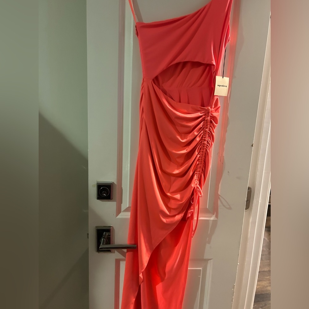 Super down revolve neon pink orange dress